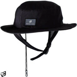 Creatures Of Leisure | Surf Bucket Hat | Black | Sun Protection For Surfers | Beach And Water Sports Hat With Chin Strap