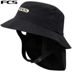 FCS | Bucket Surf Hat | Surfing Hat With Adjustable Under Chin Strap | Black