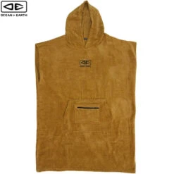 Ocean And Earth | Men's Corp Hooded Towel Poncho | Bronze | Guys Surf Beach Poncho |