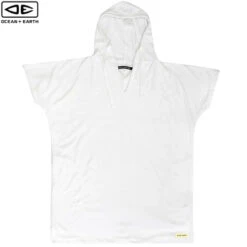 Ocean And Earth | White V Neck | Ladies Poncho | Hooded Towel | Lightweight