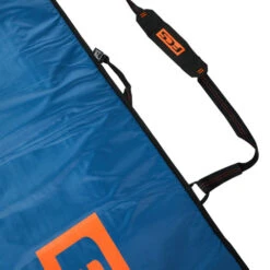 FCS Classic Funboard | Fish Day Surfboard Cover | Steel Blue/White/Red Accents | Surf Board Bag | Day Trip Light To Medium Protection -Surf Board Pro Store FCS Classic Fun Board Cover Steel Blue Buy Online Surf Shops Australia Closeup 28610.1630049965