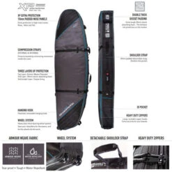 Triple Wheel Shortboard Travel Cover | 1 To 4 Surfboards | Board Bag | Ocean And Earth 5 Triple Wheel Shortboard Travel Cover | 1 To 4 Surfboards | Board Bag | Ocean And Earth -Surf Board Pro Store Triple Wheel Coffin Shortboard Travel Cover Ocean and Earth Surfboard Covers Features 04608.1523844969