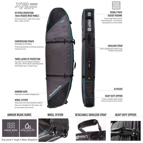 Triple Wheel Shortboard Travel Cover | 1 To 4 Surfboards | Board Bag | Ocean And Earth 4 Triple Wheel Shortboard Travel Cover | 1 To 4 Surfboards | Board Bag | Ocean And Earth - Image 2